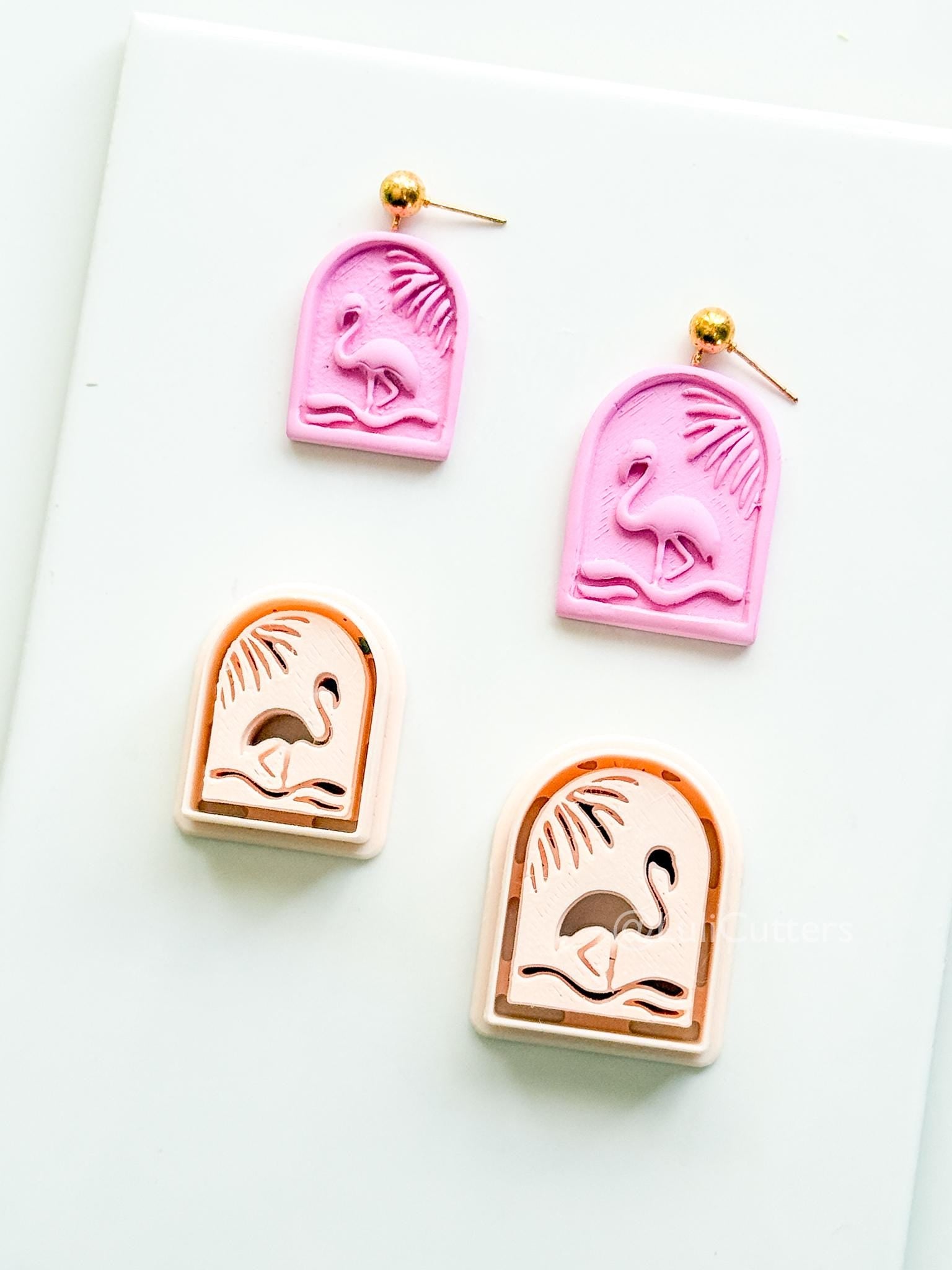 Flamingo Sunset Cutter: Tropical Palm Arch Shape for Polymer Clay
