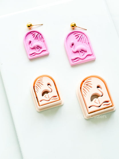 Flamingo Sunset Cutter: Tropical Palm Arch Shape for Polymer Clay