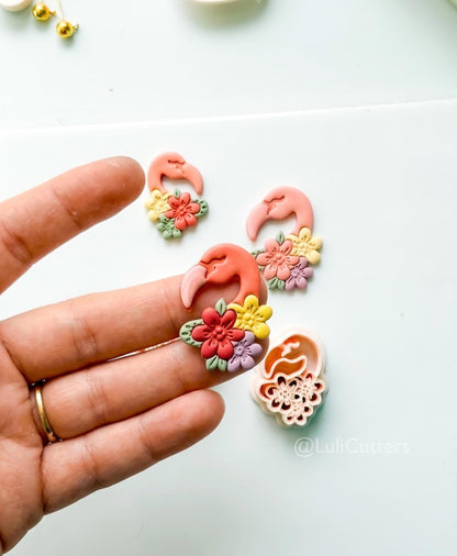 Floral Flamingo Cutter: Tropical Bird Blossom Shape for Polymer Clay