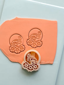 Floral Flamingo Badge Cutter: Tropical Bird Arch for Polymer Clay