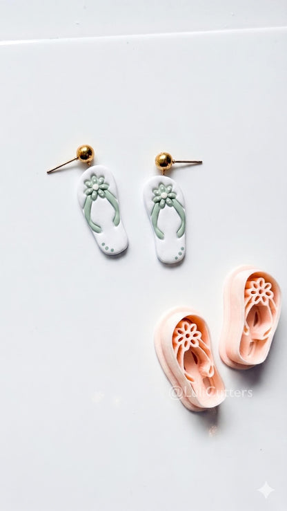 Floral Flipflop Cutter: Tropical Sandal Shape for Polymer Clay