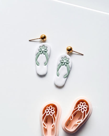 Floral Flipflop Cutter: Tropical Sandal Shape for Polymer Clay