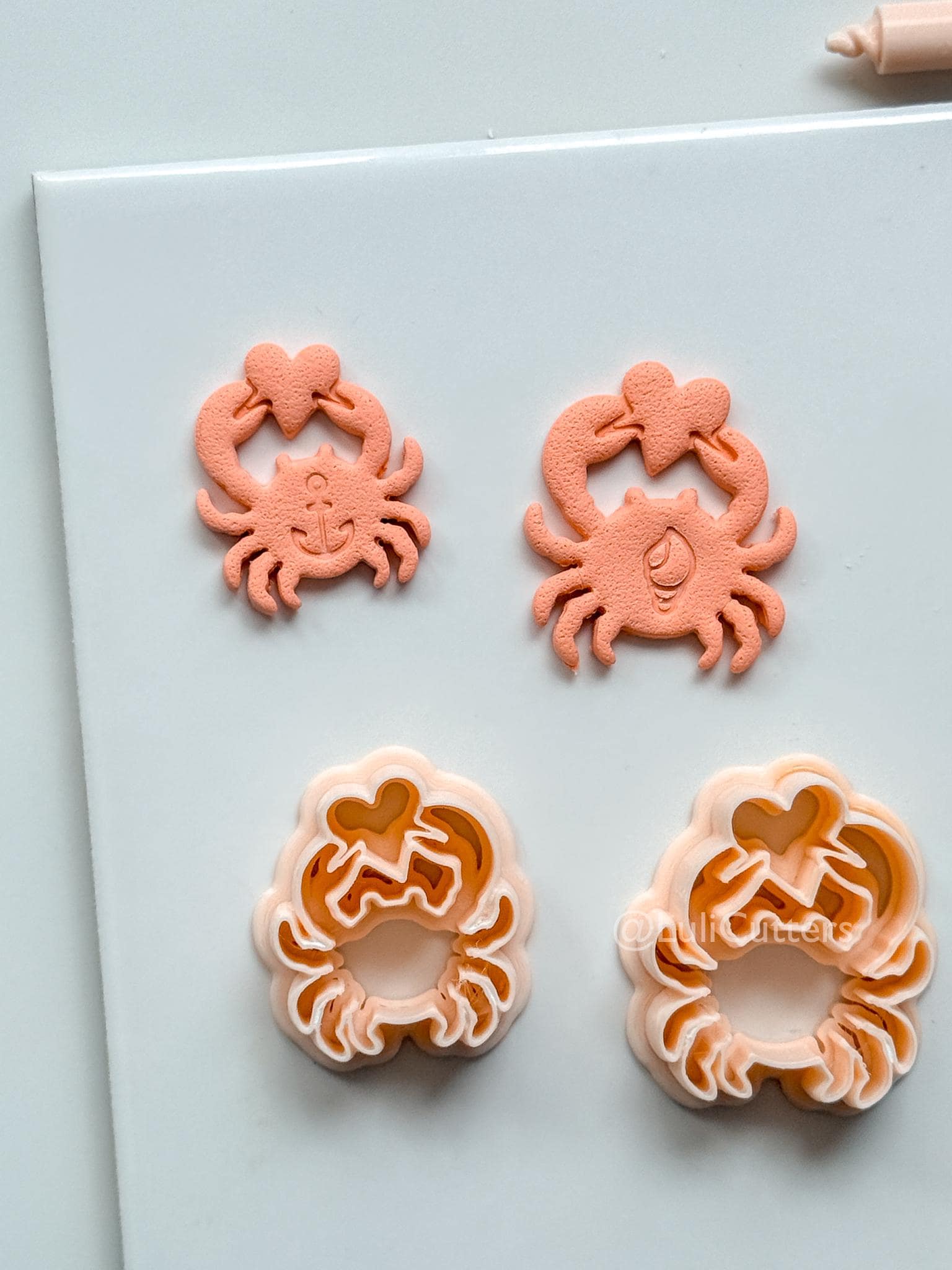Love Crab Cutter: Heart Claw Coastal Shape for Polymer Clay