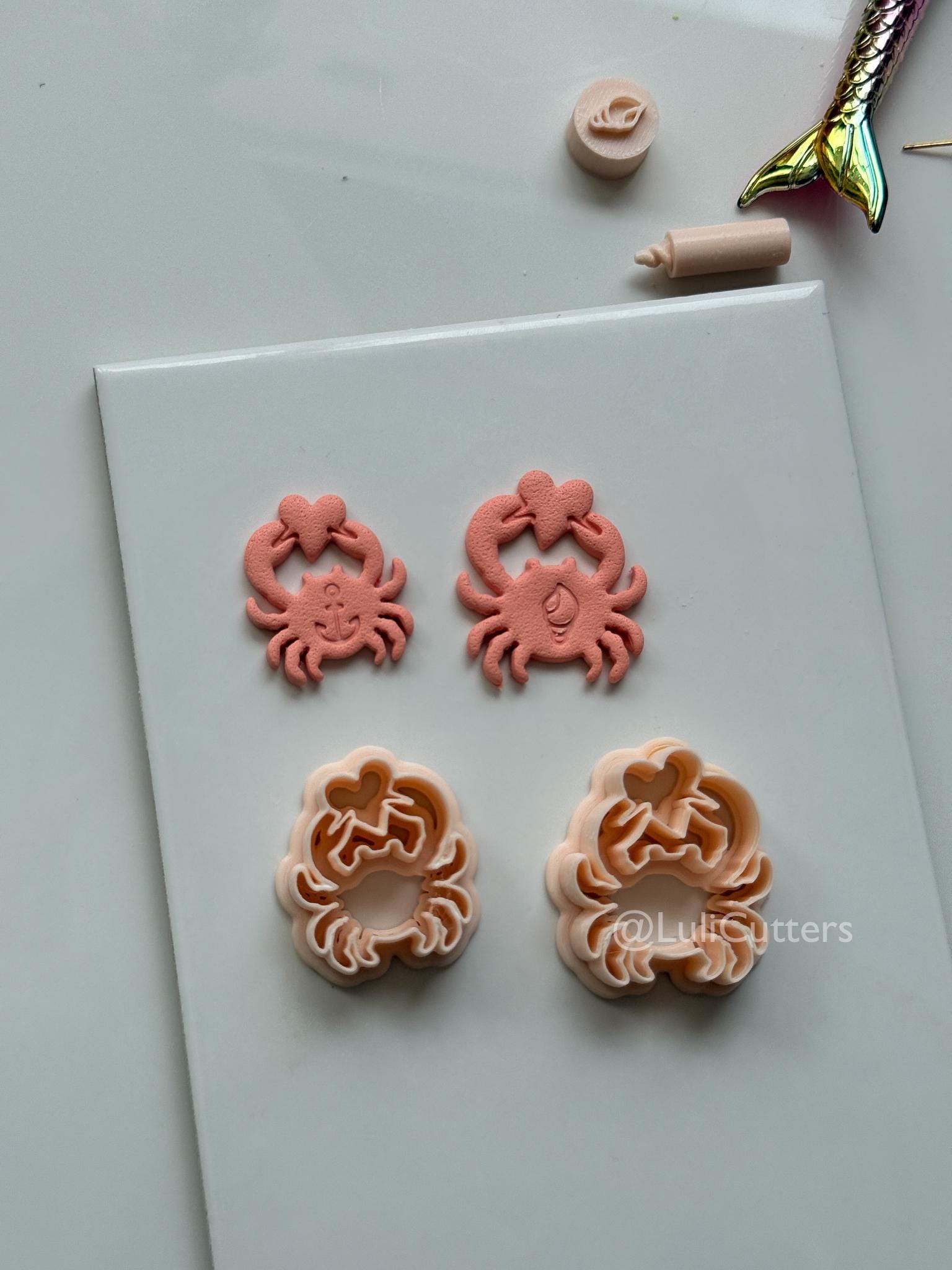 Love Crab Cutter: Heart Claw Coastal Shape for Polymer Clay