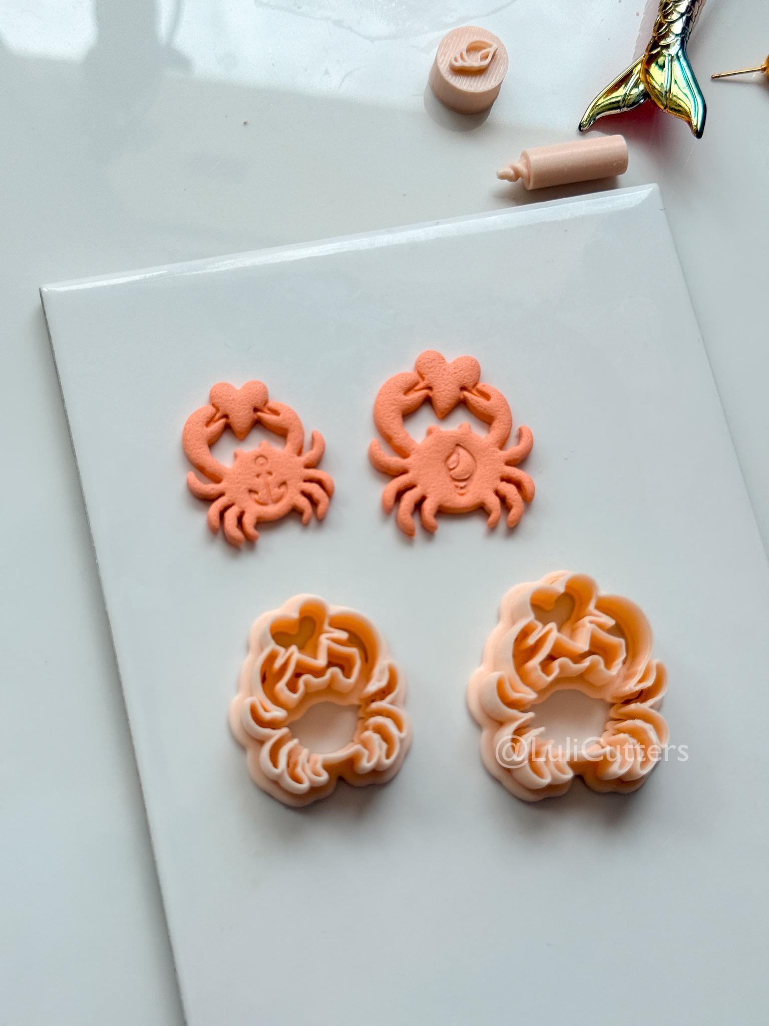 Love Crab Cutter: Heart Claw Coastal Shape for Polymer Clay