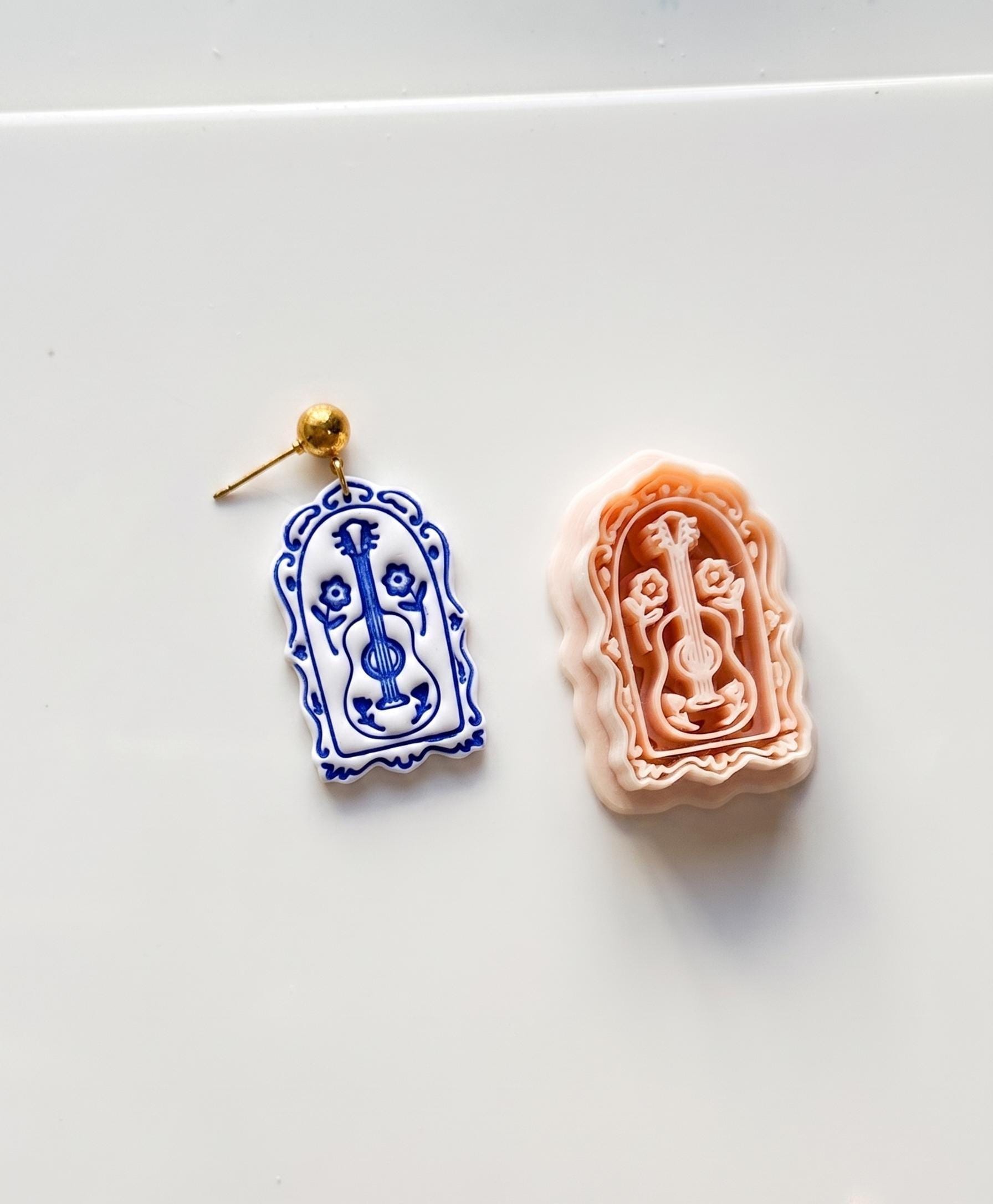 Guitar Solo Cutter: Floral Acoustic Instrument Design for Polymer Clay