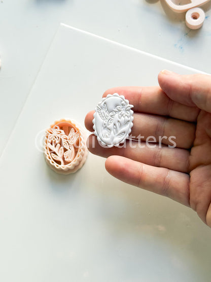 Tropical Hummingbird Cutter: Floral Bird Cameo Design for Polymer Clay