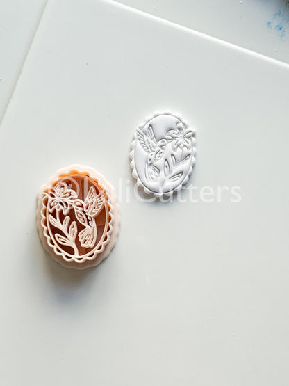 Tropical Hummingbird Cutter: Floral Bird Cameo Design for Polymer Clay