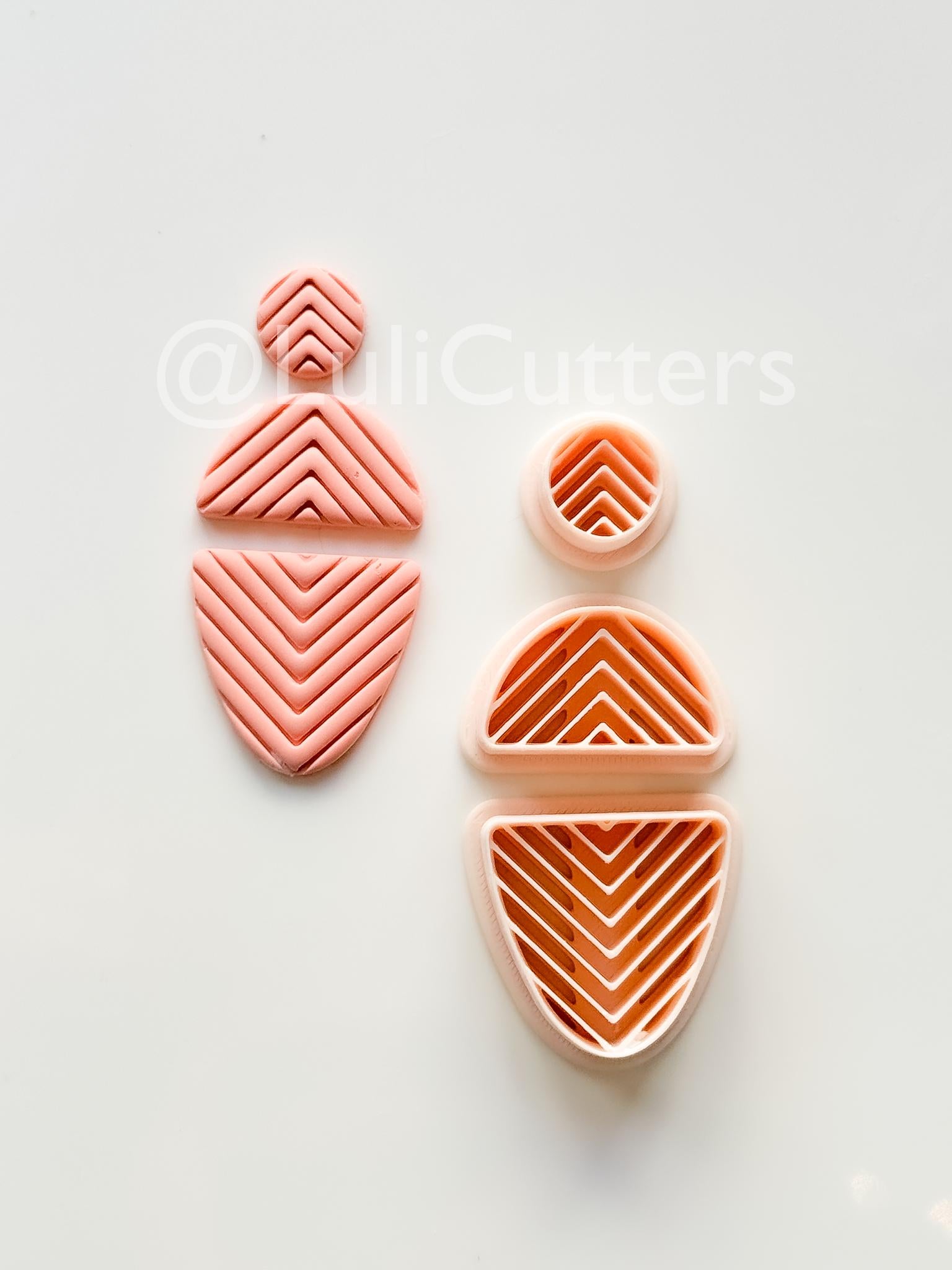 Chevron Dangle Cutter: Geometric V-texture for Polymer Clay