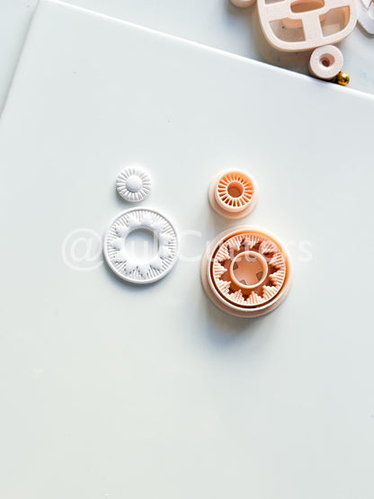 Raying Circle Dangle Cutter: Sunburst Hoop Design for Polymer Clay