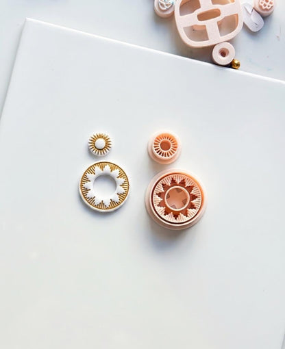 Raying Circle Dangle Cutter: Sunburst Hoop Design for Polymer Clay
