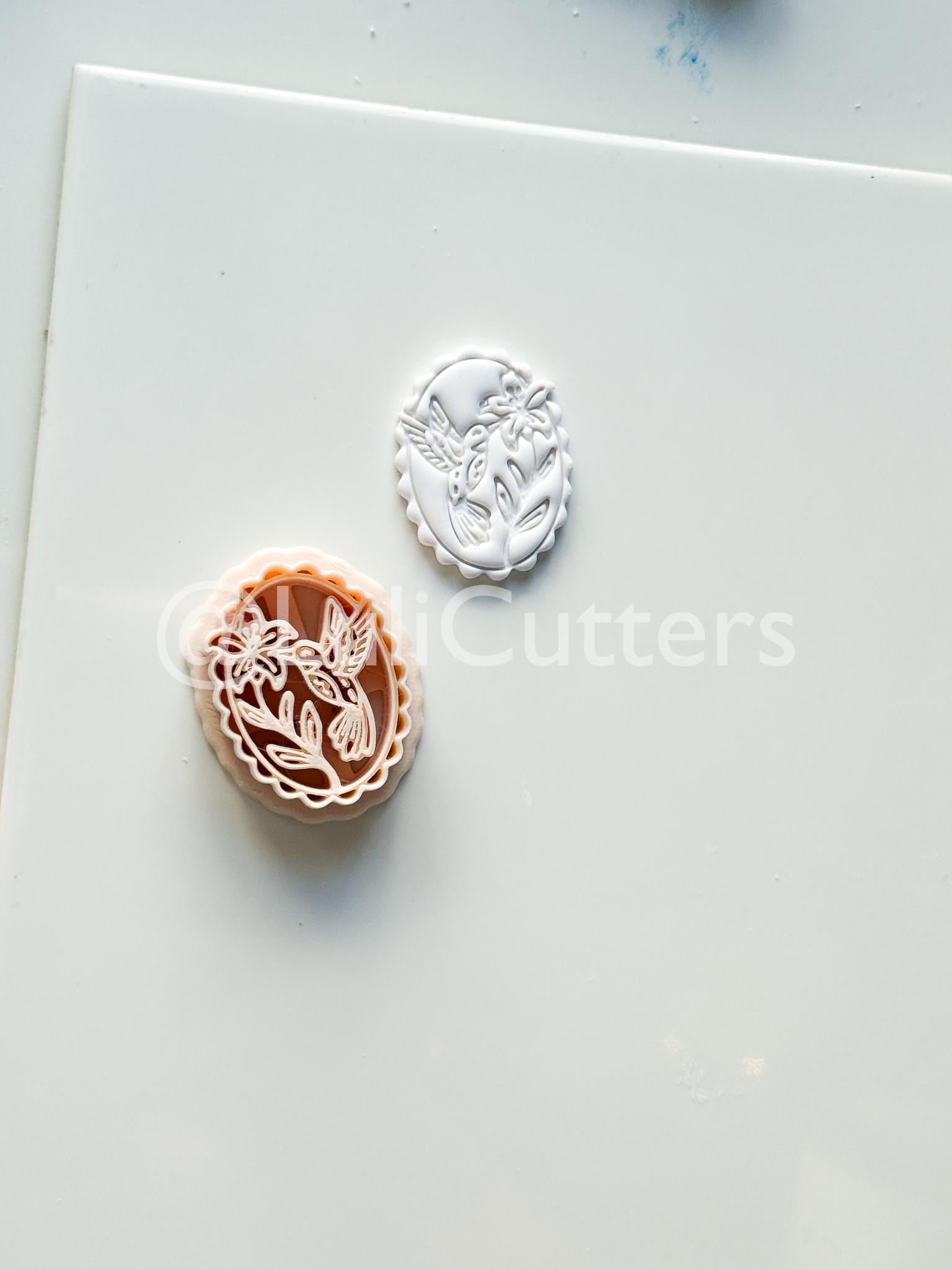 Tropical Hummingbird Cutter: Floral Bird Cameo Design for Polymer Clay