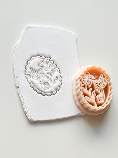 Tropical Hummingbird Cutter: Floral Bird Cameo Design for Polymer Clay