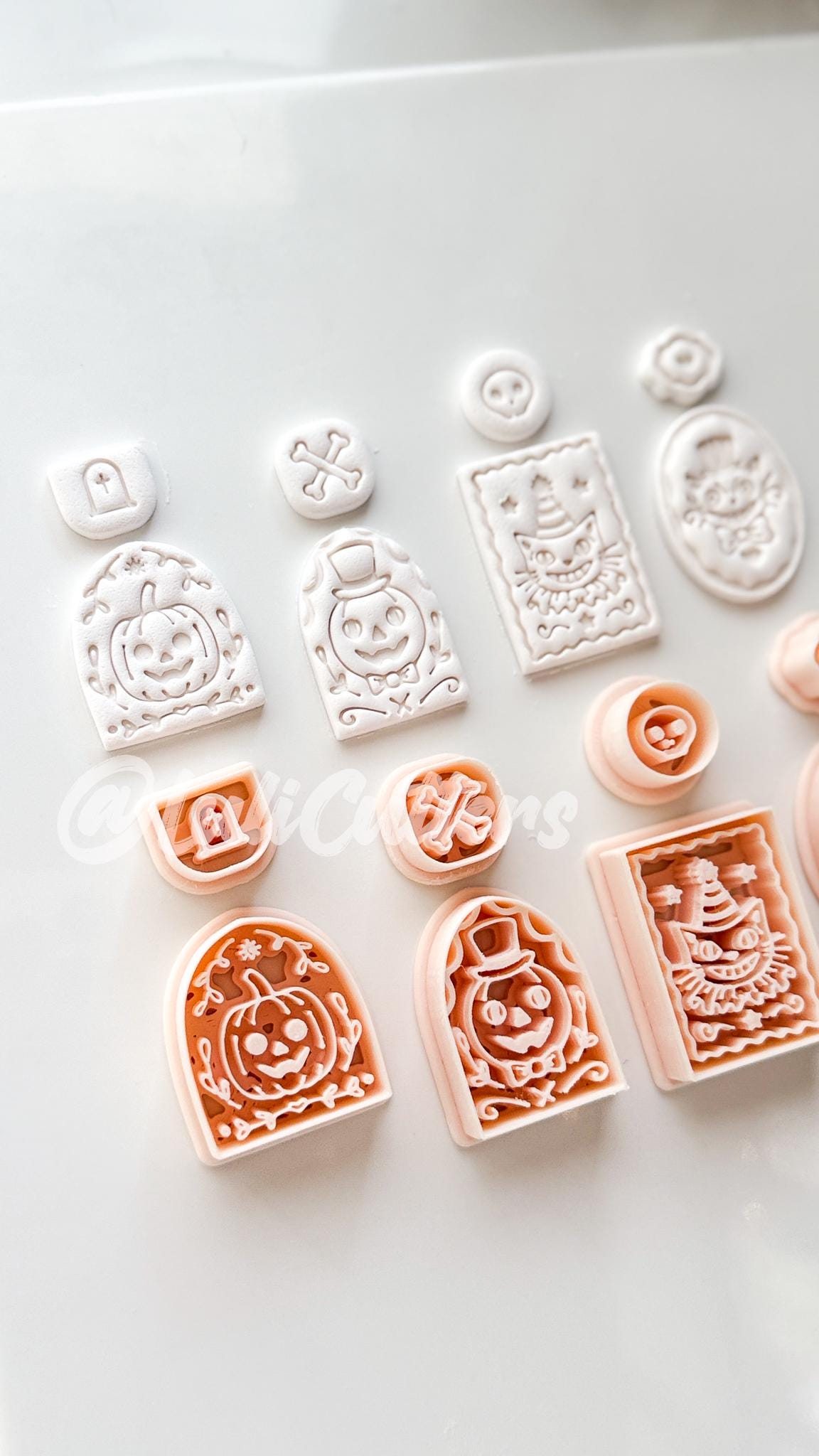 Spooky Carnival Set Cutter: Vintage Halloween Character Dangle Shapes for Polymer Clay