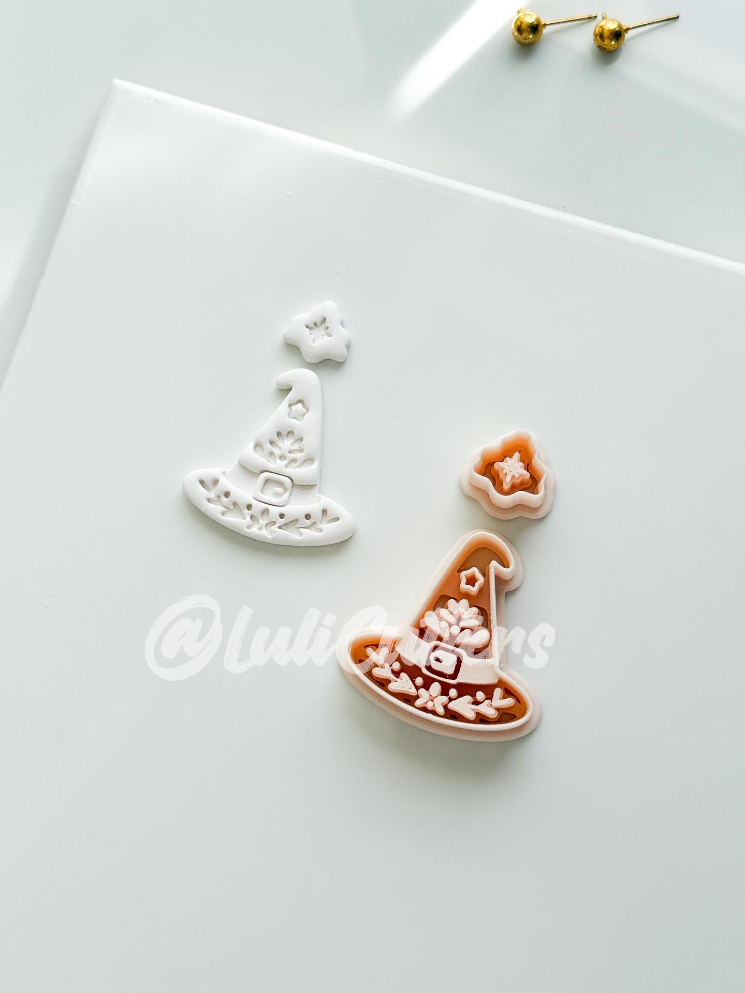 Folk Witch Hat Cutter: Floral Magic Hat Dangle Shape for Polymer Clay