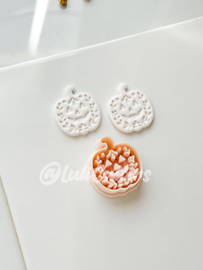 Folk Pumpkin Cutter: Floral Jack O’Lantern Dangle Shape for Polymer Clay