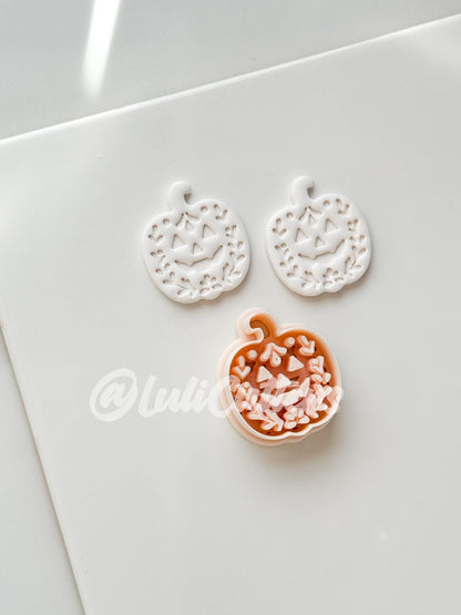 Folk Pumpkin Cutter: Floral Jack O’Lantern Dangle Shape for Polymer Clay