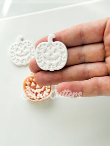 Folk Pumpkin Cutter: Floral Jack O’Lantern Dangle Shape for Polymer Clay