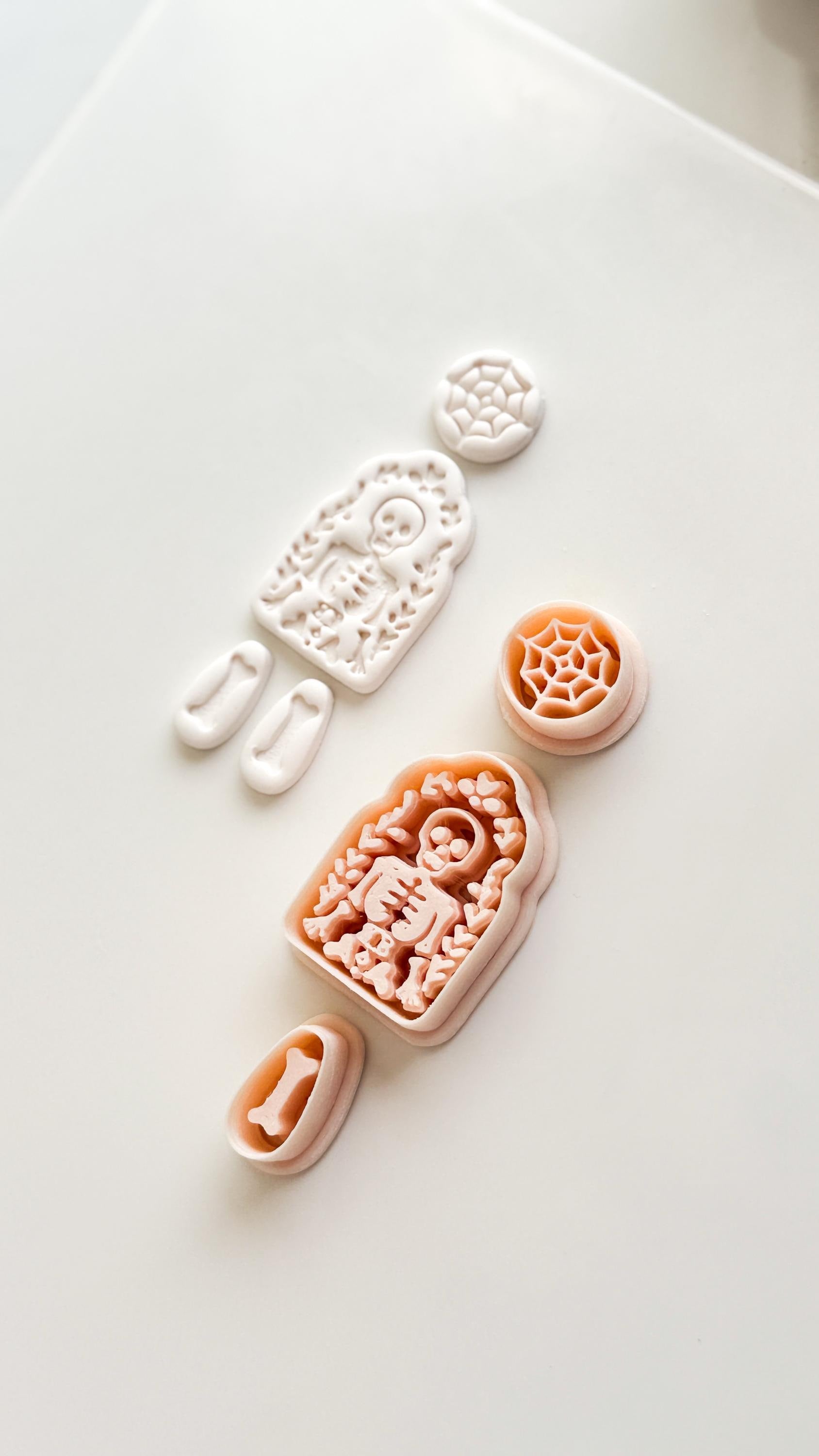 Folk Skeleton Cutter: Floral Skeleton Dangle Shape for Polymer Clay