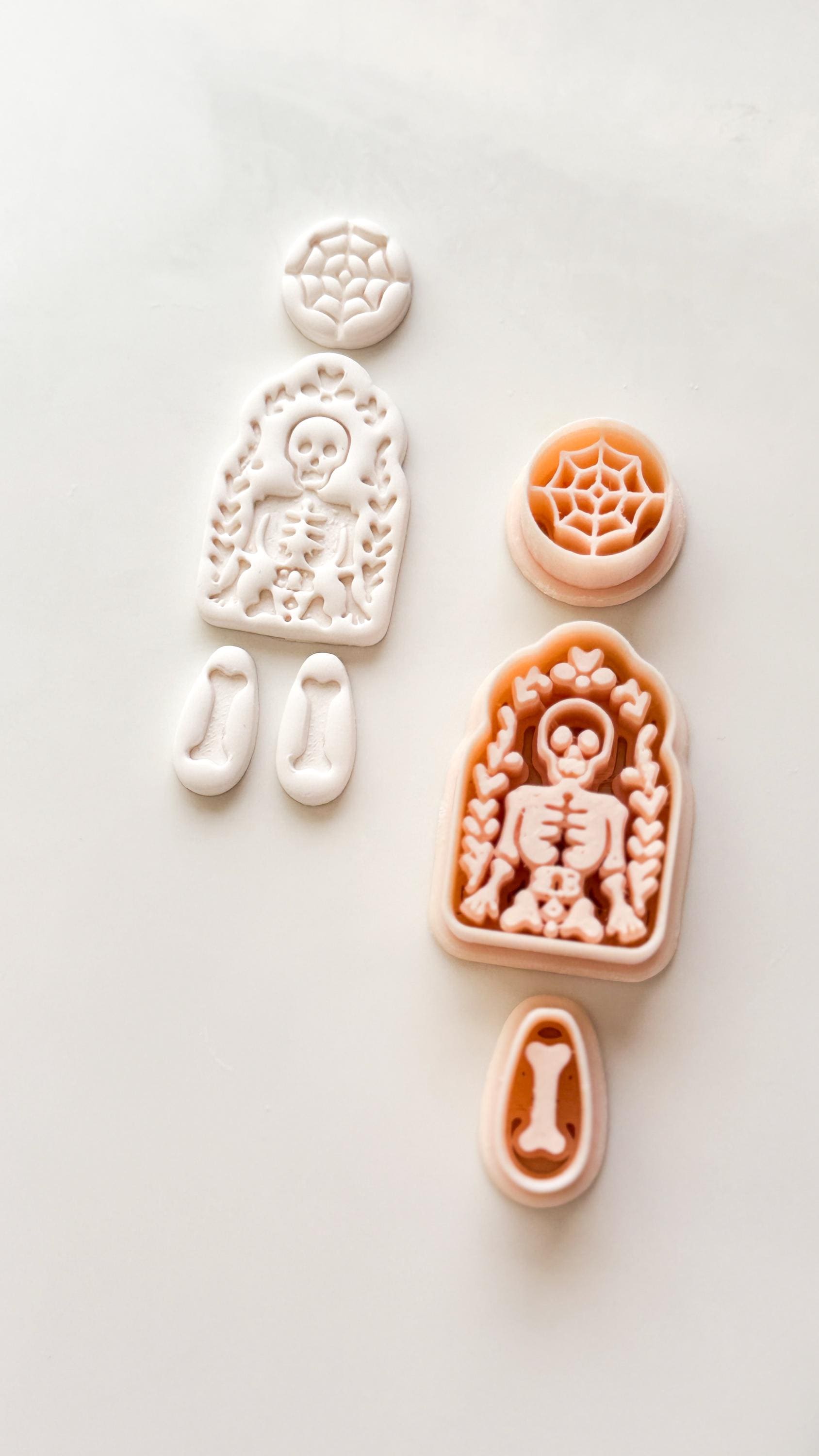 Folk Skeleton Cutter: Floral Skeleton Dangle Shape for Polymer Clay