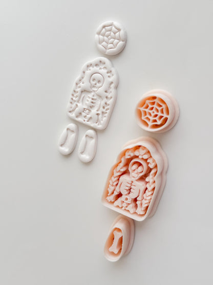 Folk Skeleton Cutter: Floral Skeleton Dangle Shape for Polymer Clay