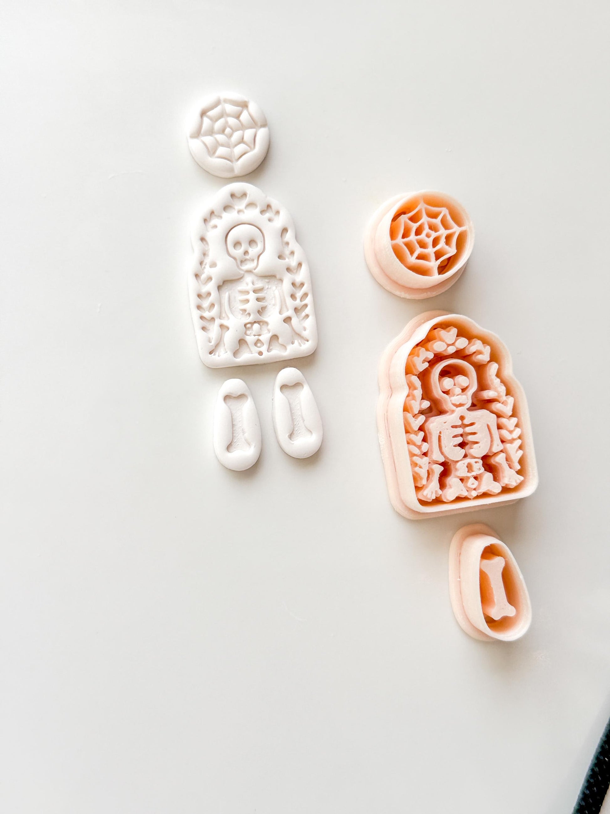 Folk Skeleton Cutter: Floral Skeleton Dangle Shape for Polymer Clay