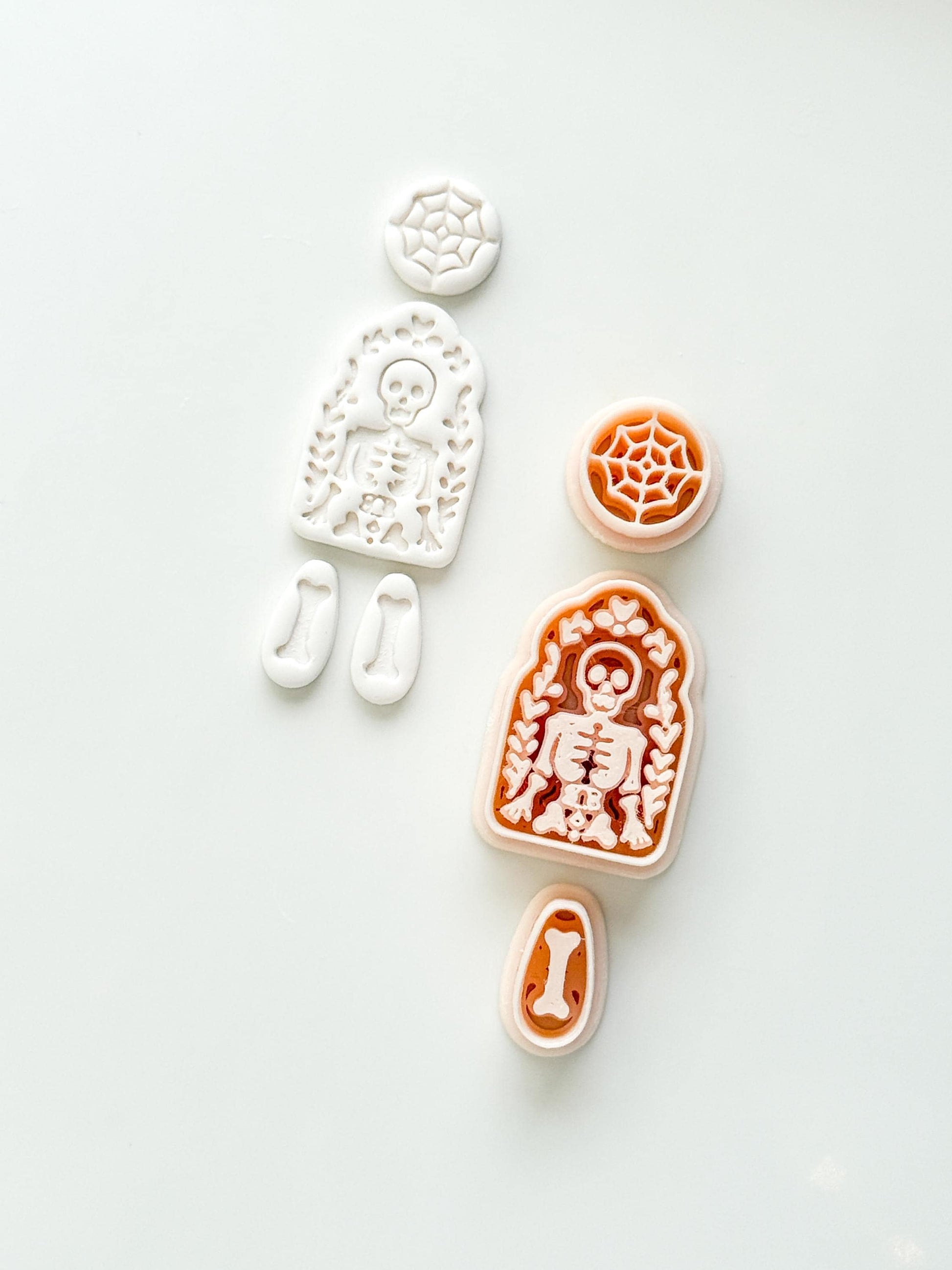 Folk Skeleton Cutter: Floral Skeleton Dangle Shape for Polymer Clay