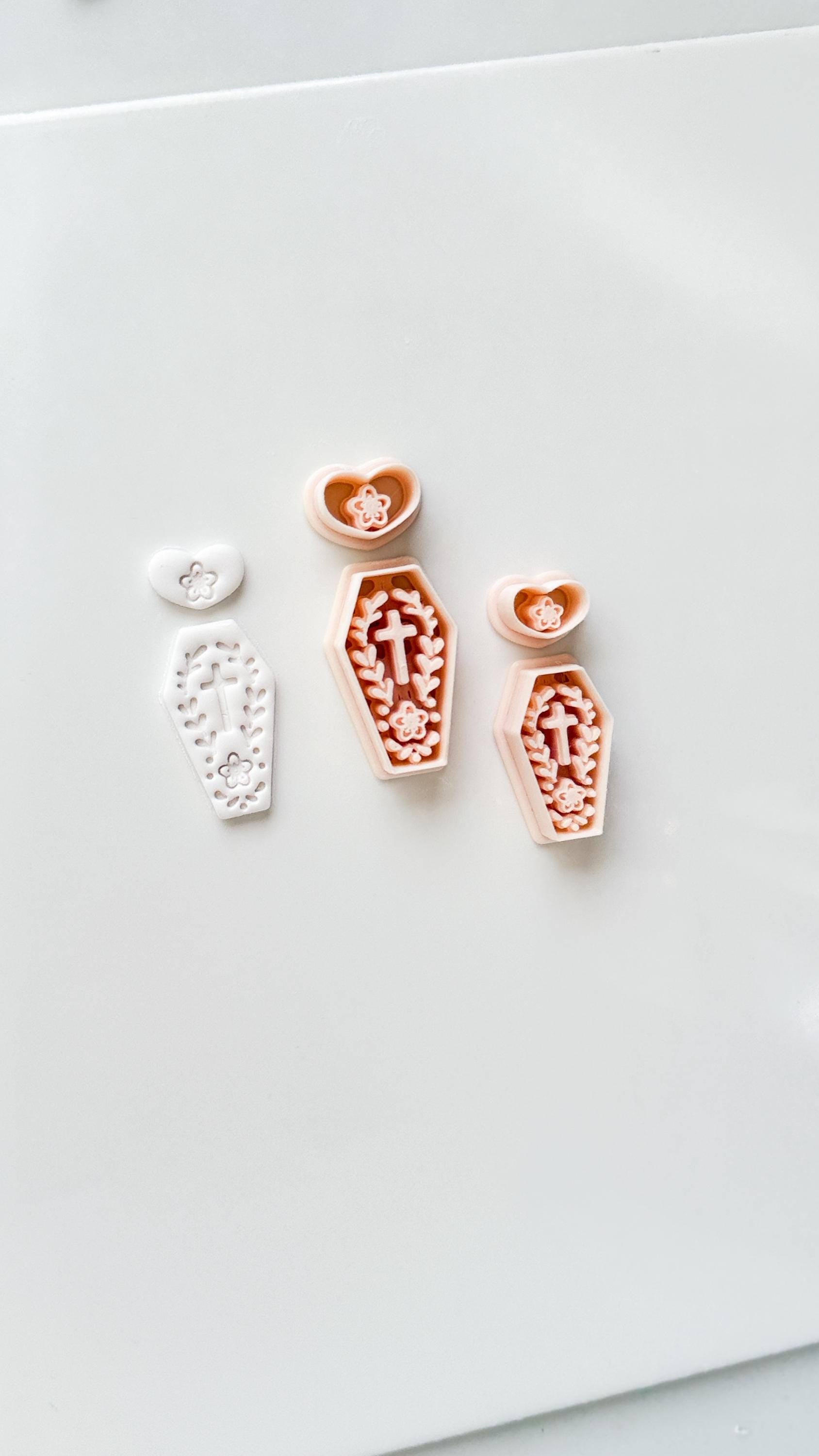 Folk Love Coffin Cutter: Floral Cross Dangle Shape for Polymer Clay
