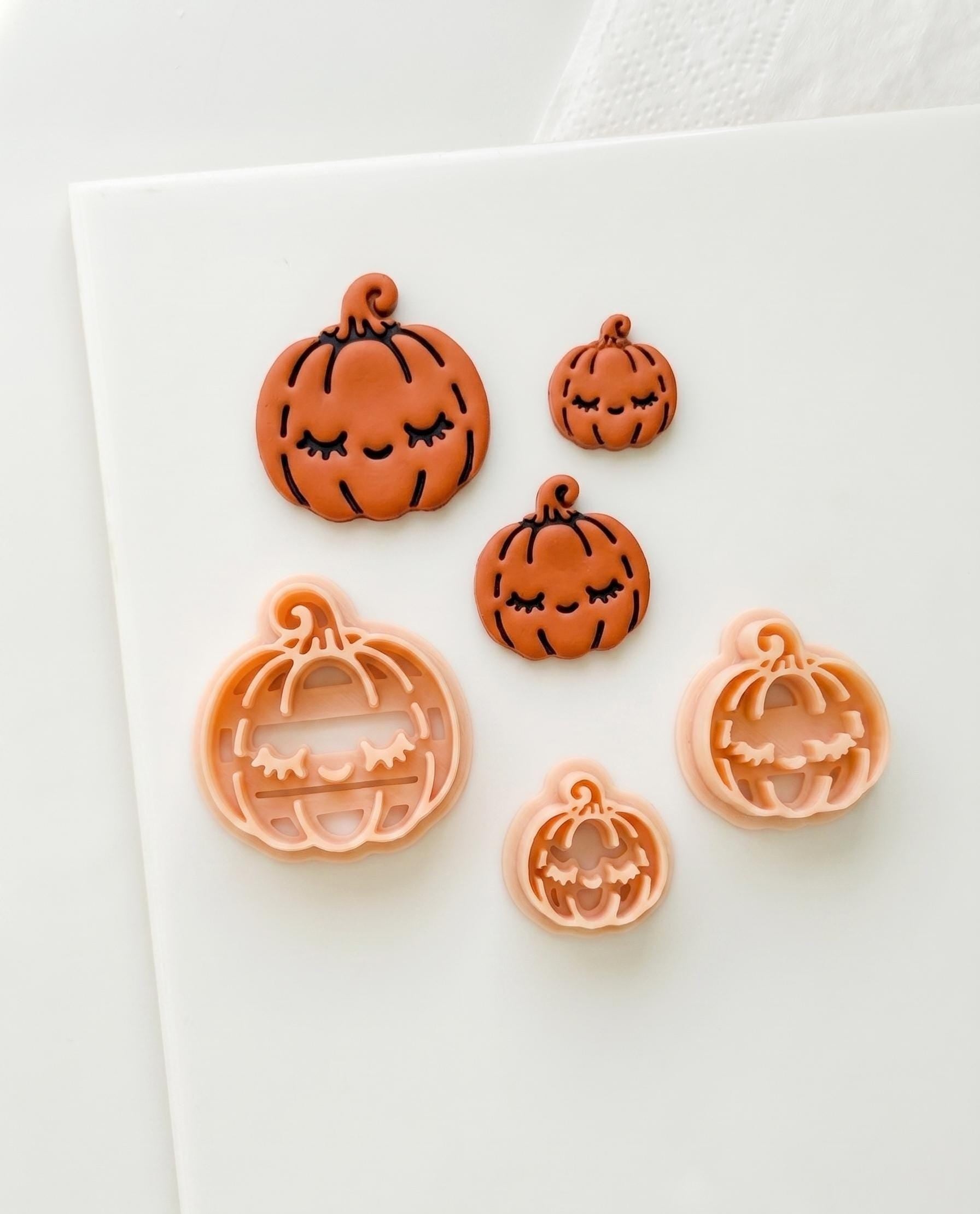Dreamy Pumpkin Cutter: Sleepy Jack O Lantern Shape for Polymer Clay