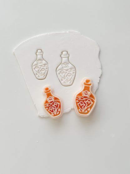 Ghost Potion Cutter: Haunted Elixir Bottle for Polymer Clay