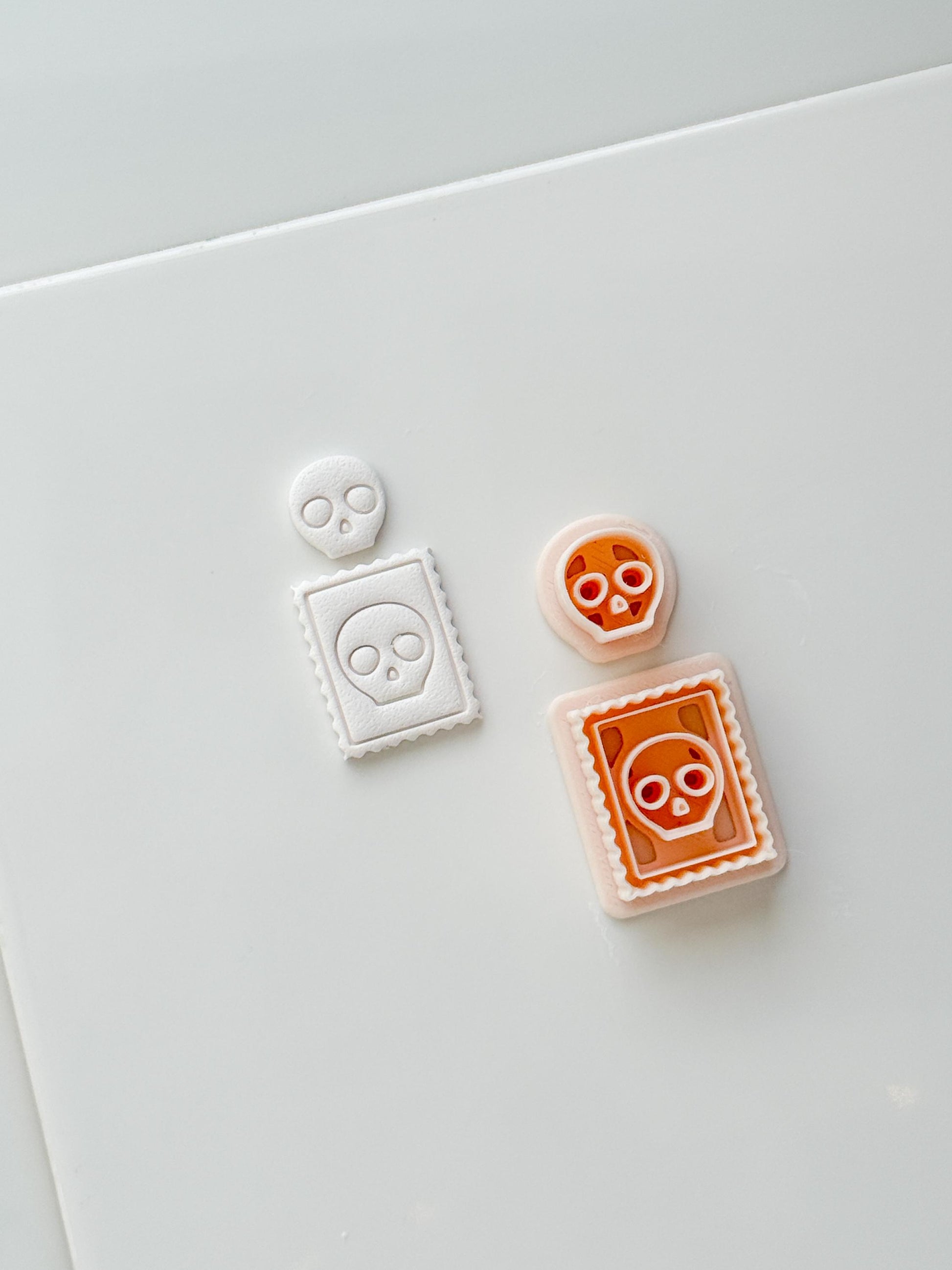 Skull Stamp Cutter: Framed Skull Impression Tool for Polymer Clay