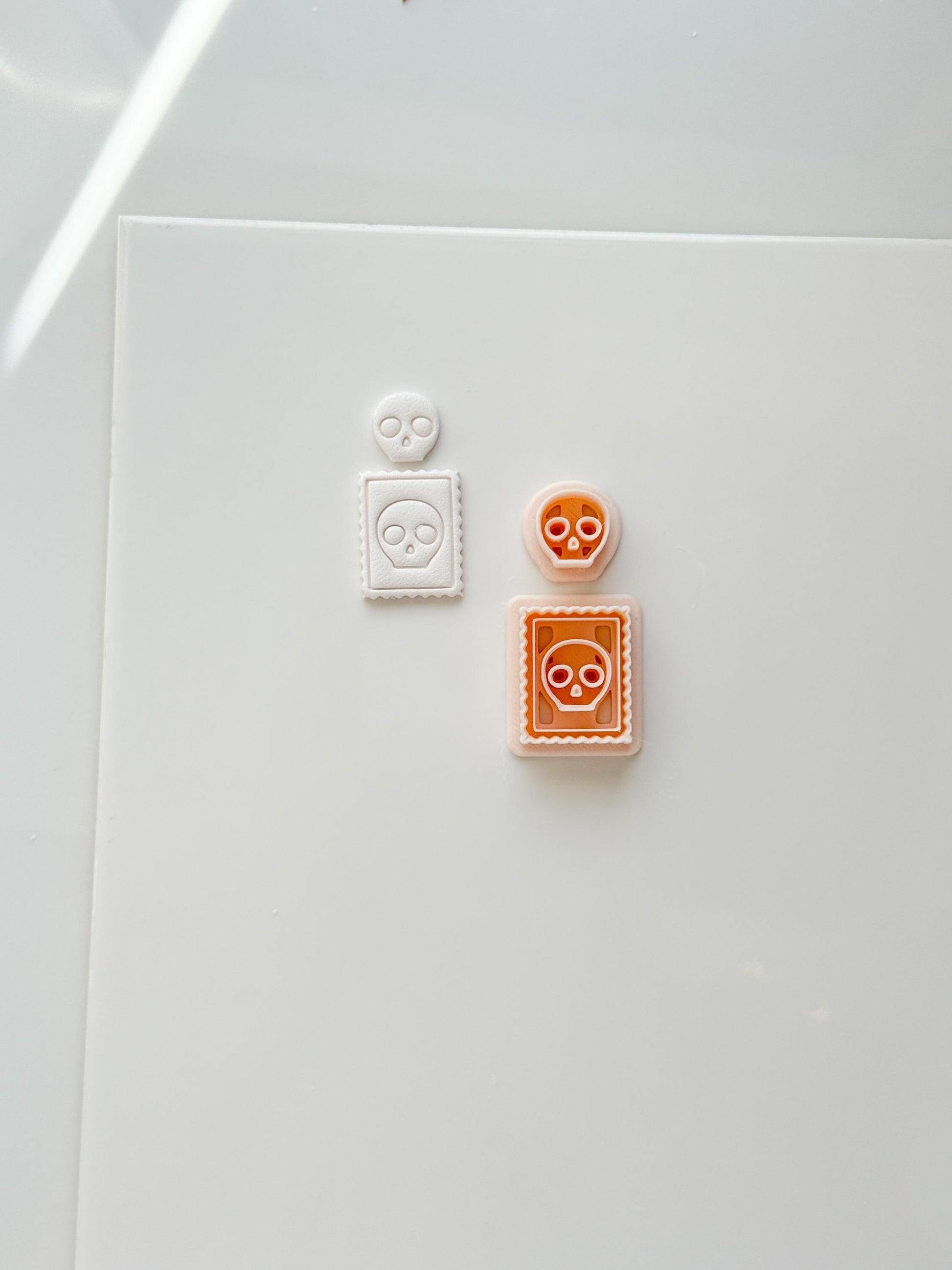 Skull Stamp Cutter: Framed Skull Impression Tool for Polymer Clay