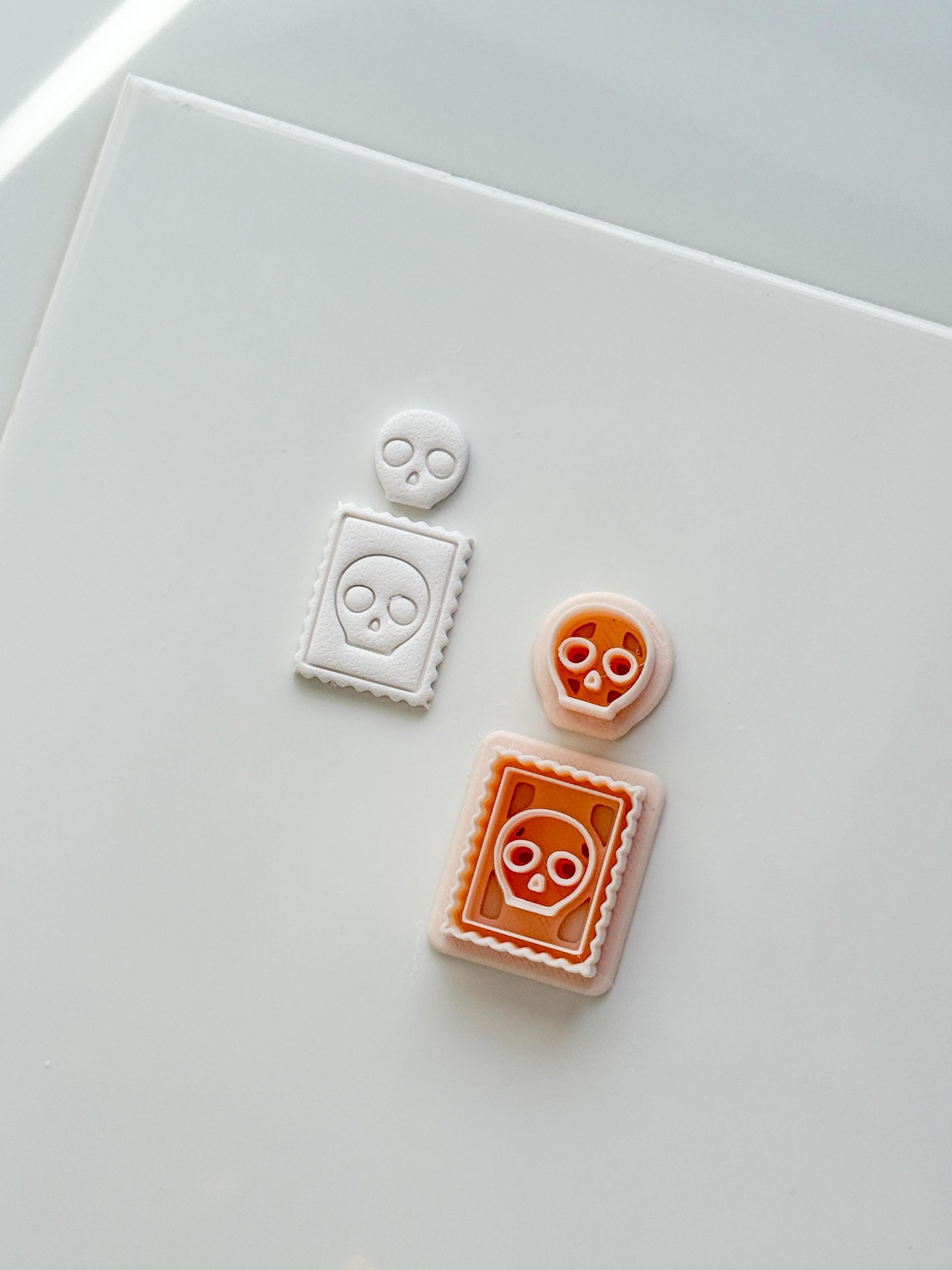 Skull Stamp Cutter: Framed Skull Impression Tool for Polymer Clay