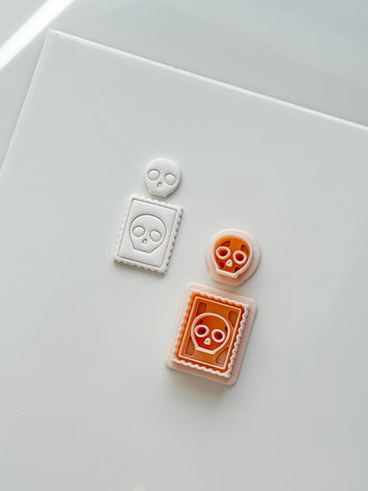 Skull Stamp Cutter: Framed Skull Impression Tool for Polymer Clay