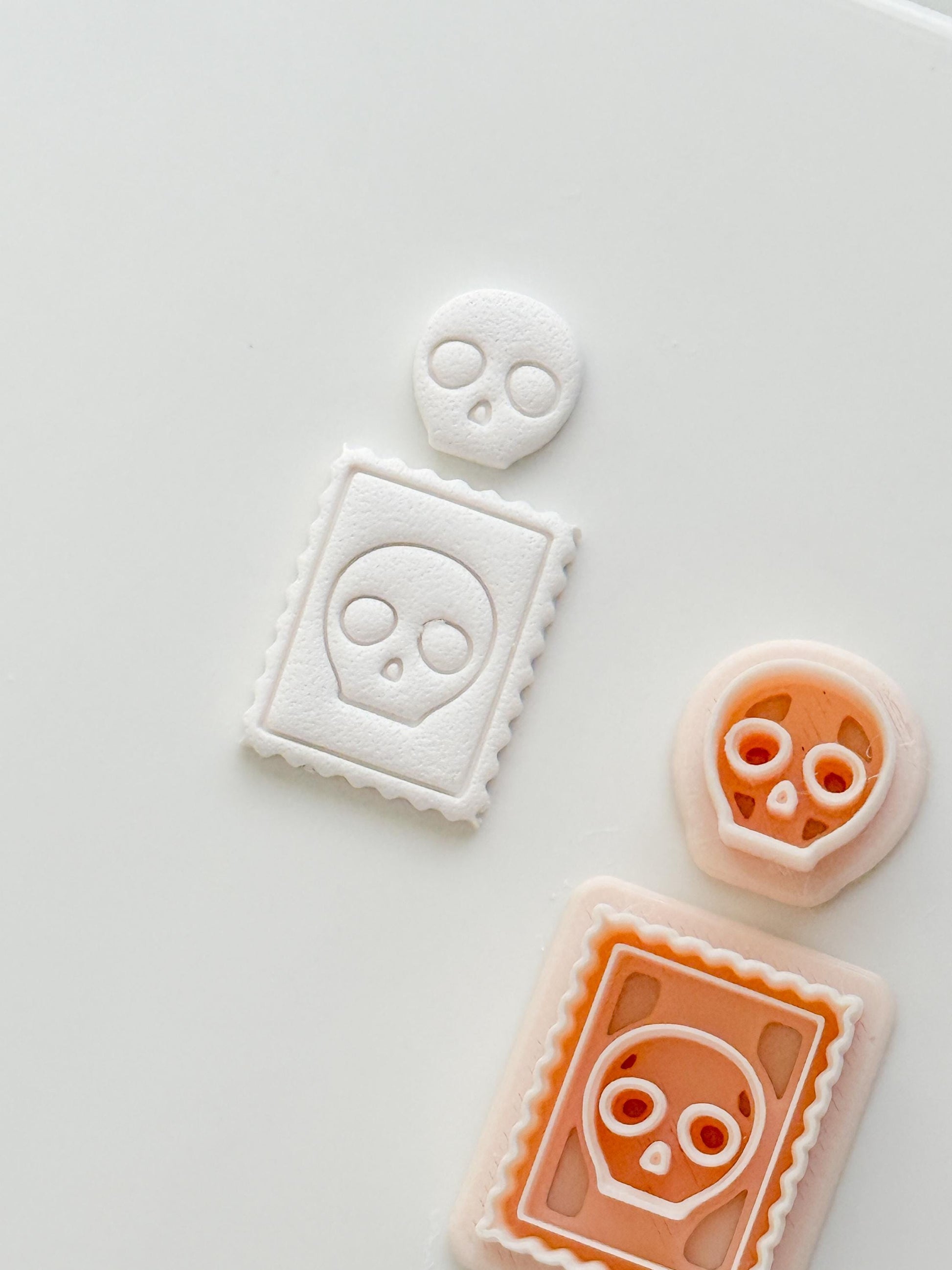 Skull Stamp Cutter: Framed Skull Impression Tool for Polymer Clay