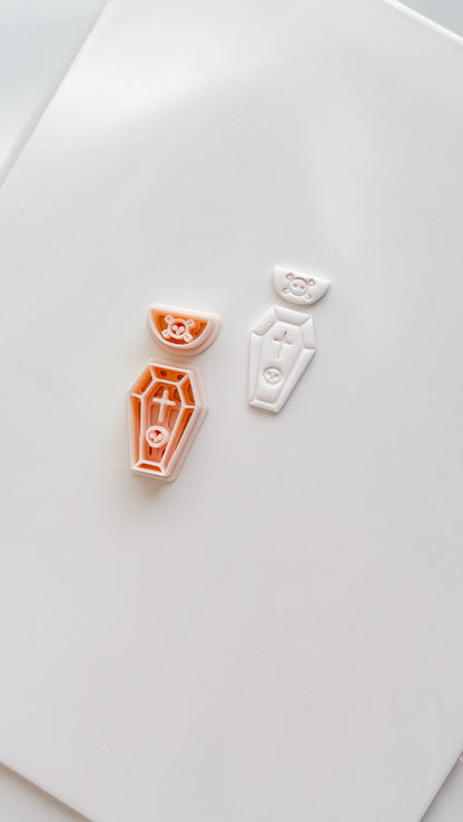 Coffin Charm Cutter: Cross Accent Casket Shape for Polymer Clay