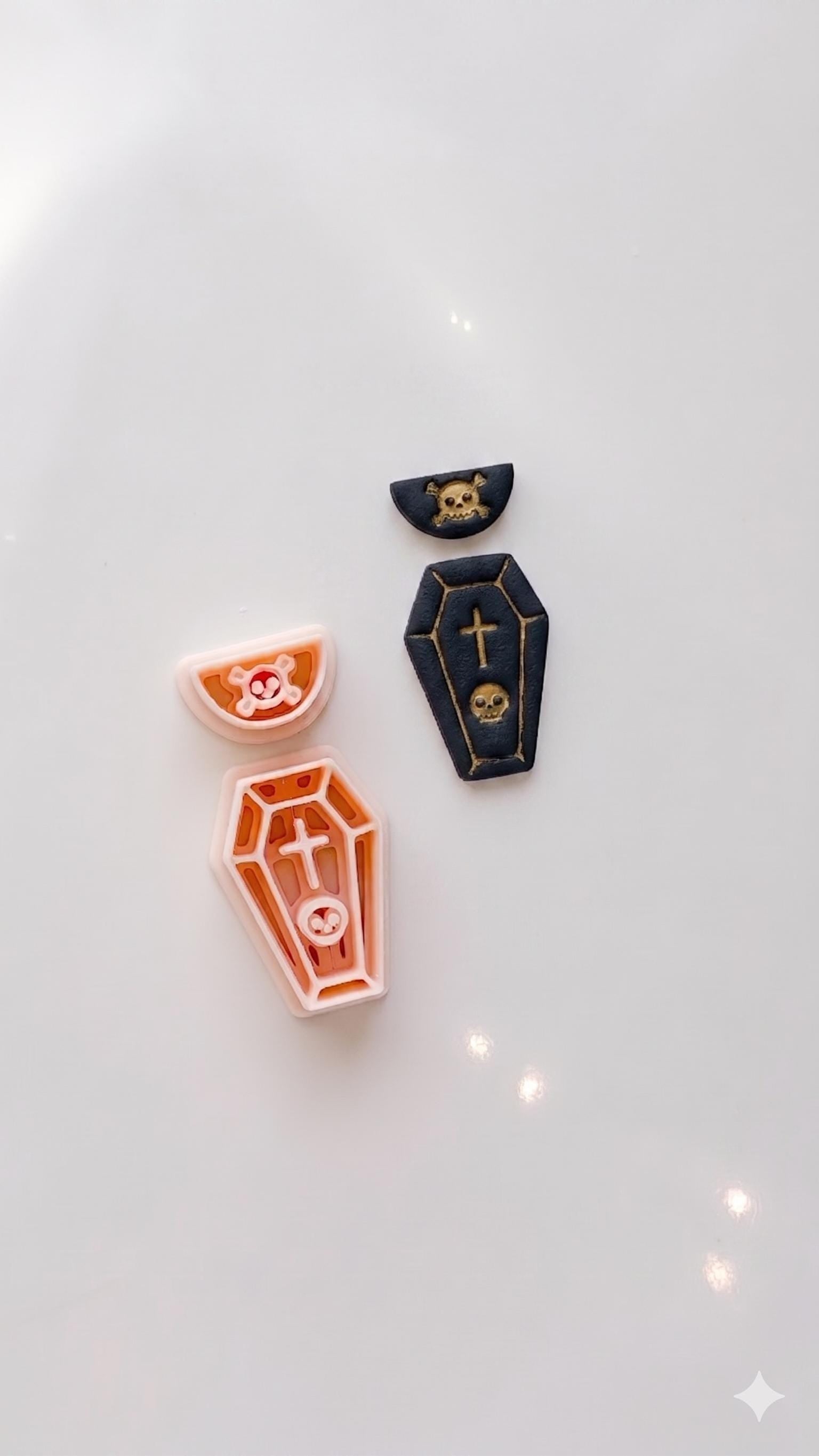 Coffin Charm Cutter: Cross Accent Casket Shape for Polymer Clay