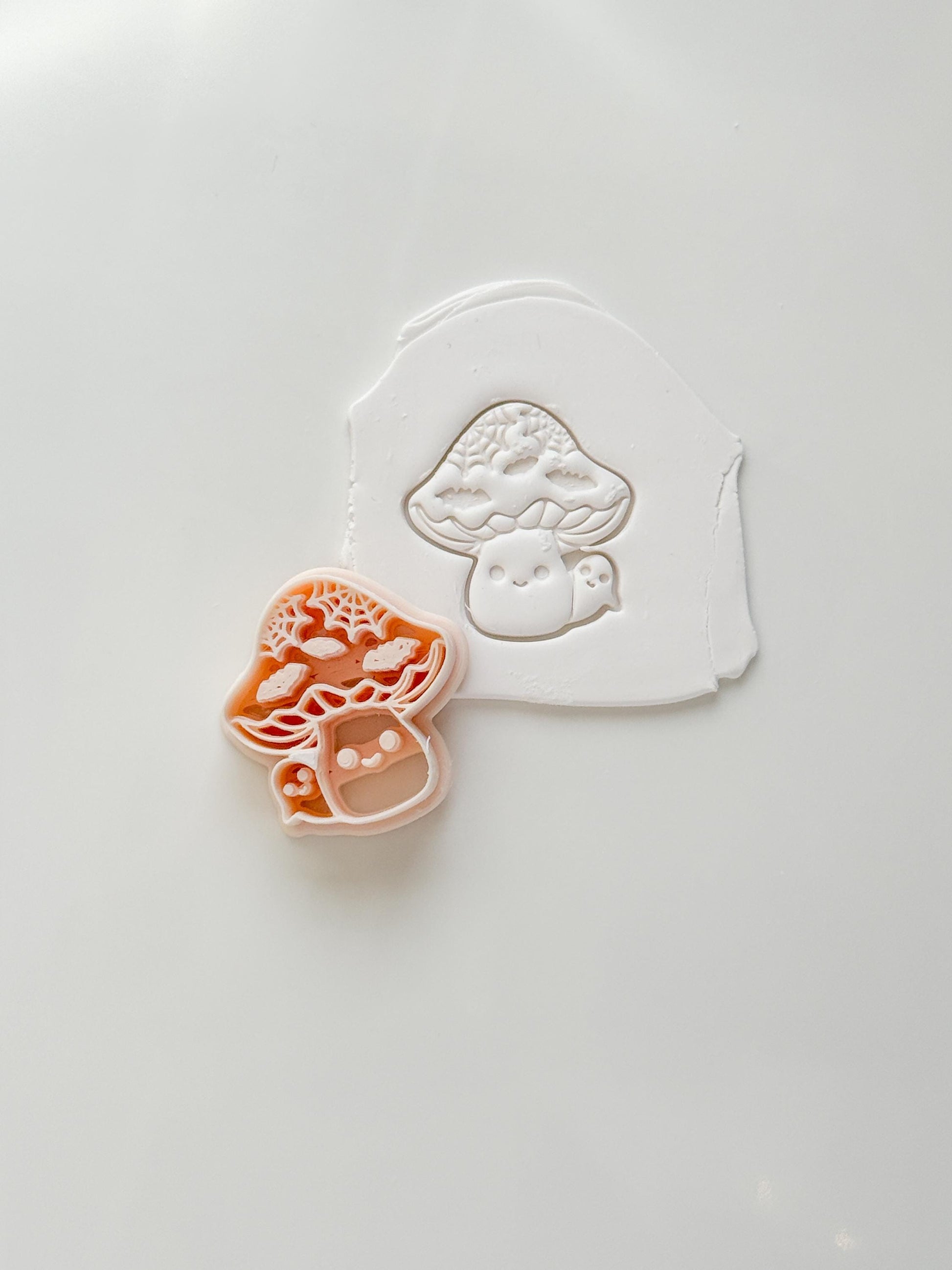 Mushroom Boo Cutter: Ghost Fungi Spooky Dangle for Polymer Clay