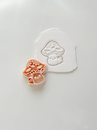 Mushroom Boo Cutter: Ghost Fungi Spooky Dangle for Polymer Clay