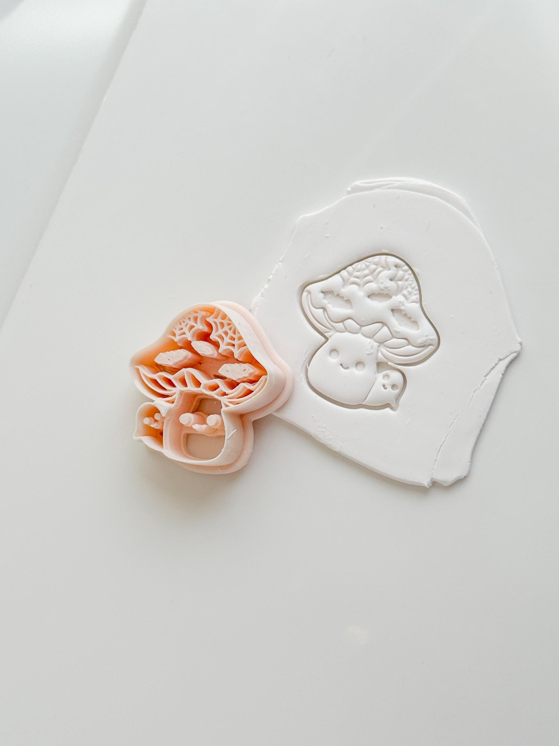 Mushroom Boo Cutter: Ghost Fungi Spooky Dangle for Polymer Clay