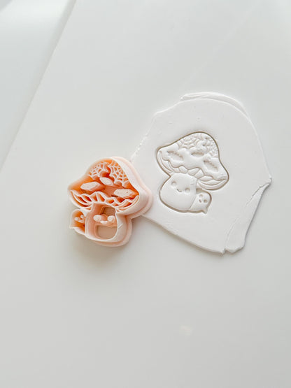 Mushroom Boo Cutter: Ghost Fungi Spooky Dangle for Polymer Clay