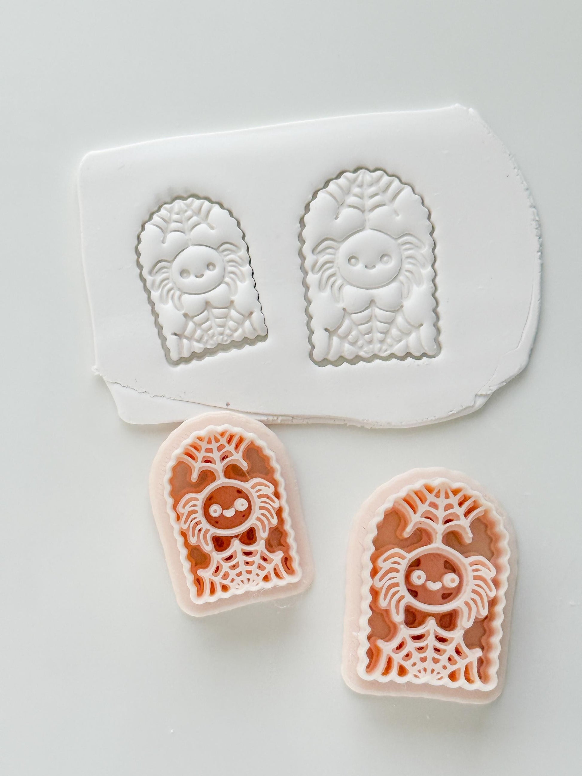 Skull Spider Cutter: Web Framed Arachnid Earring for Polymer Clay