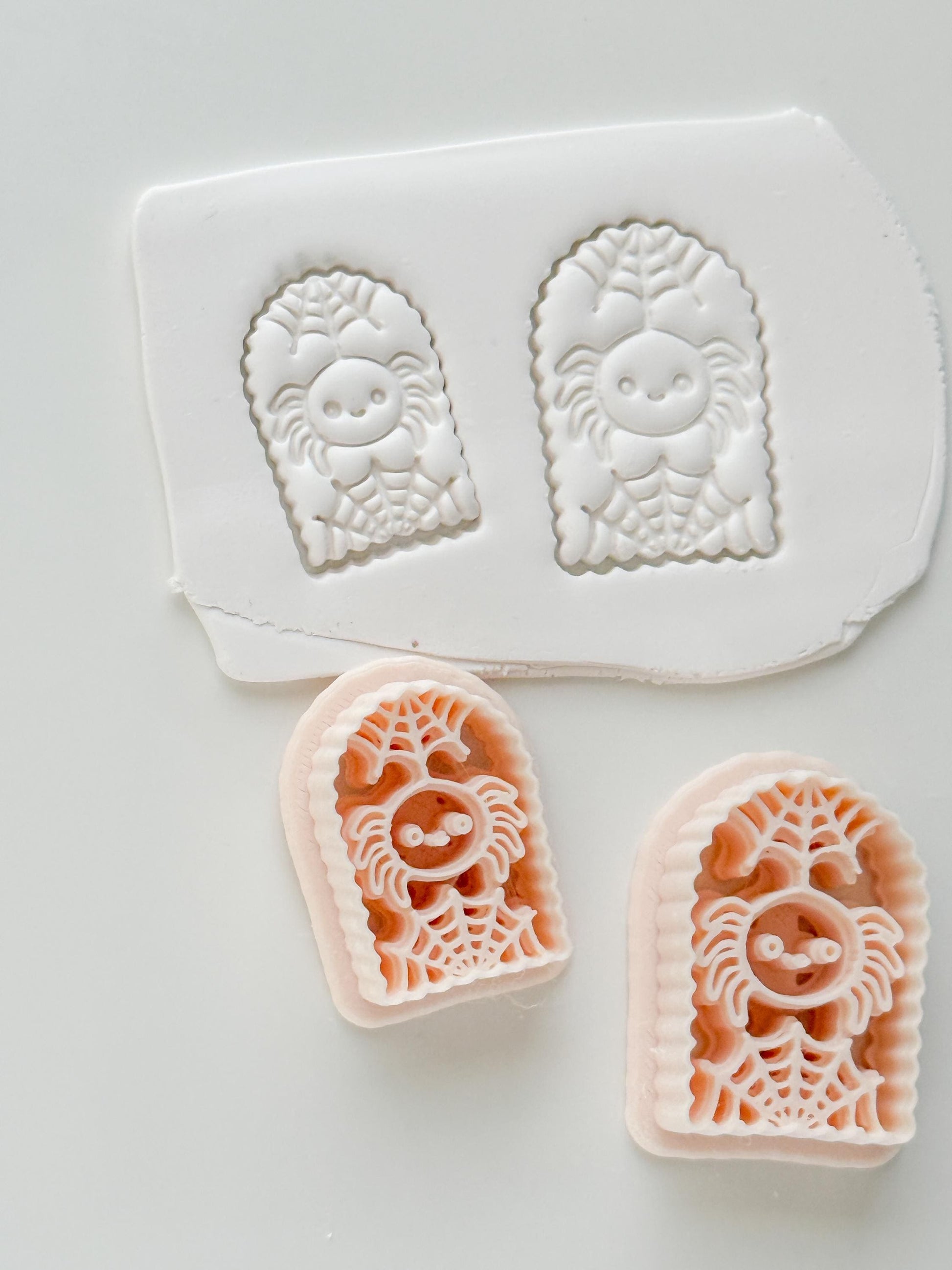 Skull Spider Cutter: Web Framed Arachnid Earring for Polymer Clay