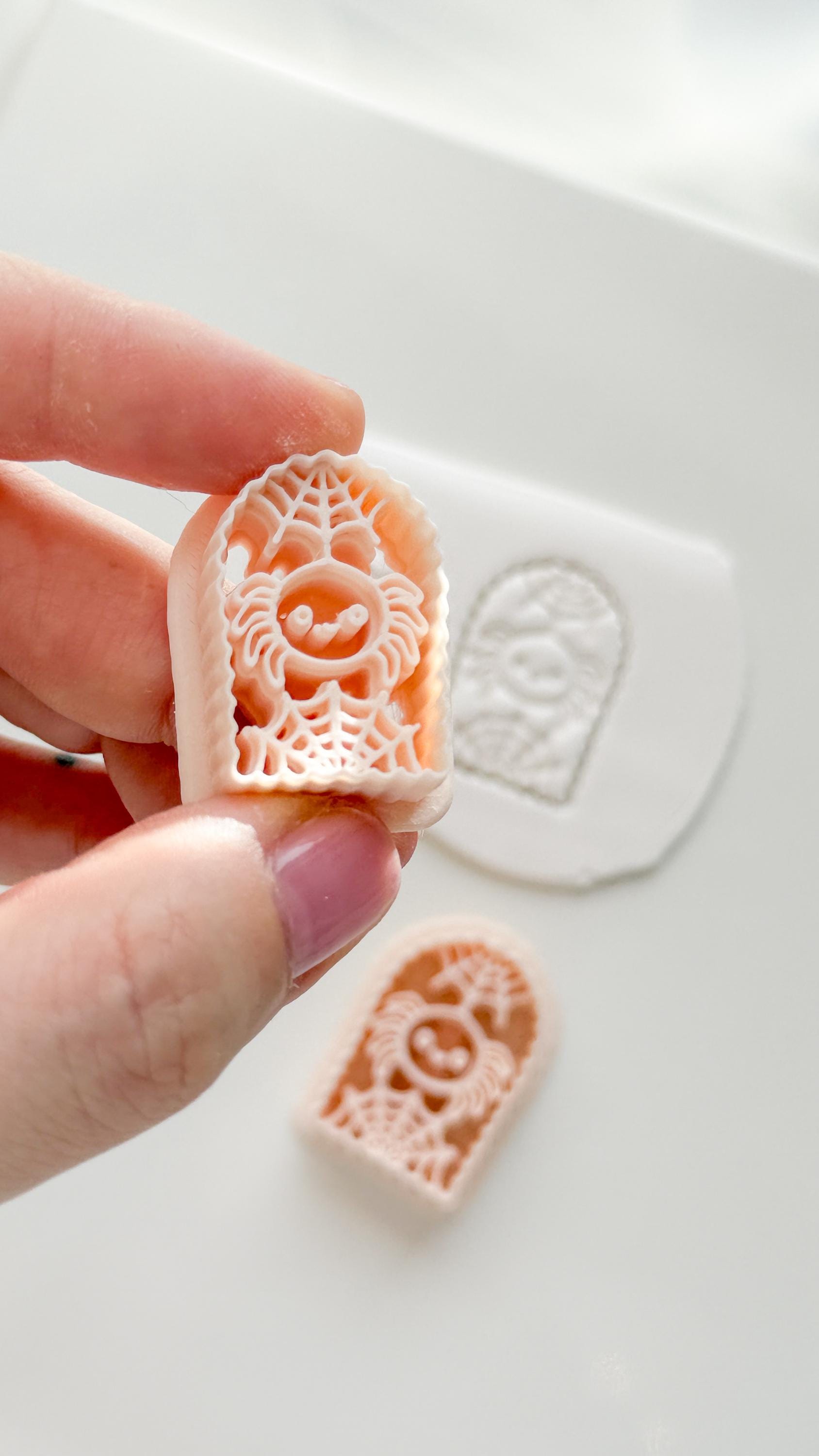 Skull Spider Cutter: Web Framed Arachnid Earring for Polymer Clay