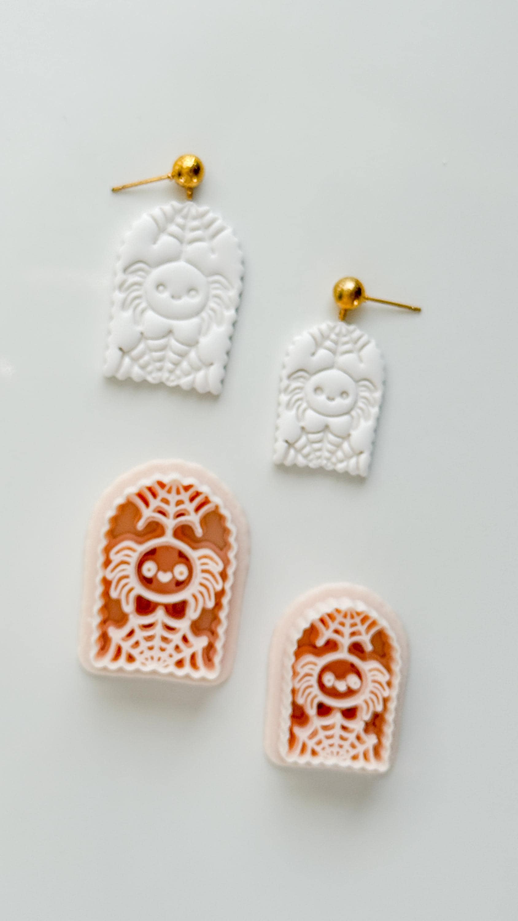 Skull Spider Cutter: Web Framed Arachnid Earring for Polymer Clay