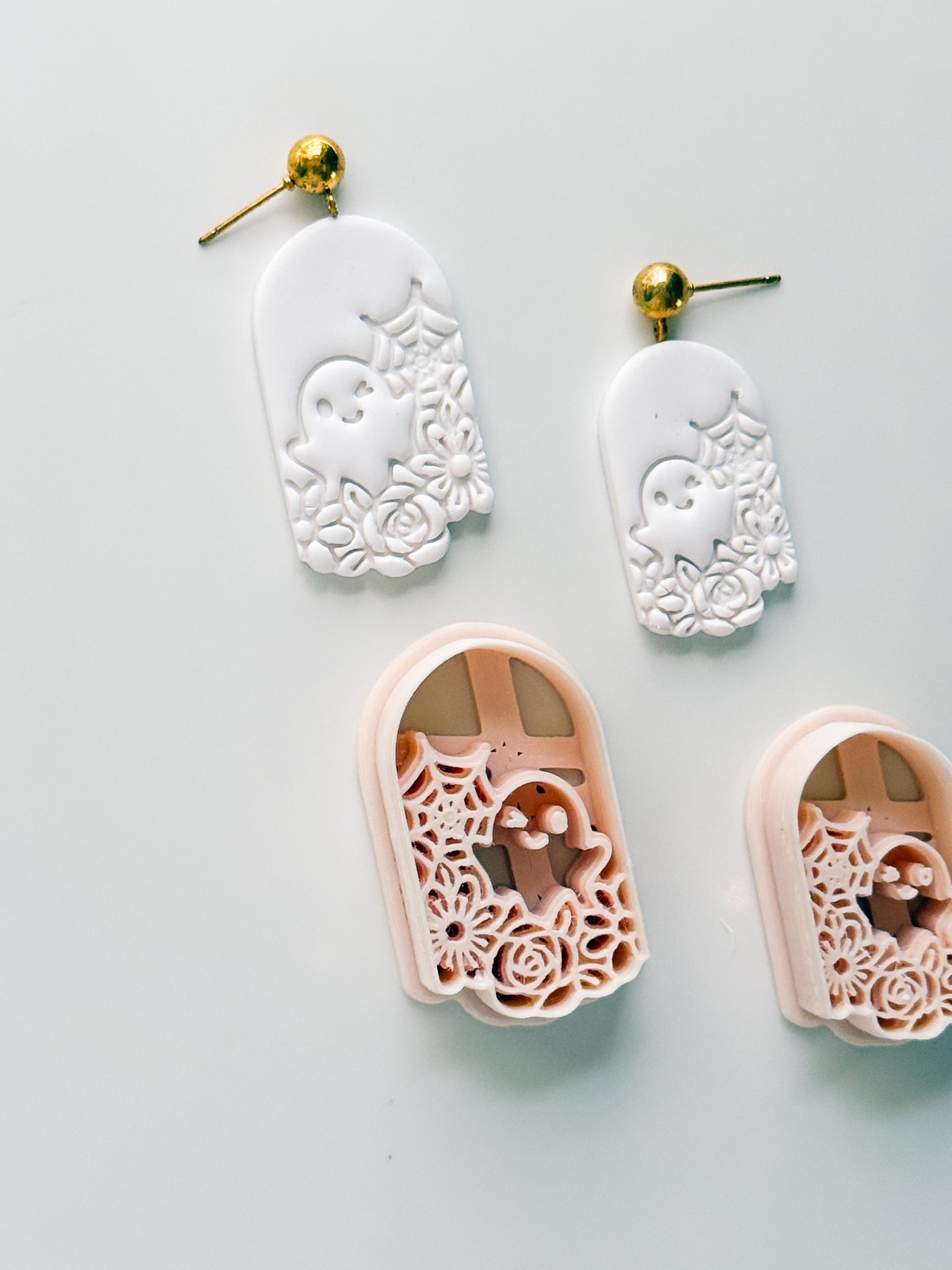 Ghostie Bloom Cutter: Floral Ghost Window Dangle for Polymer Clay