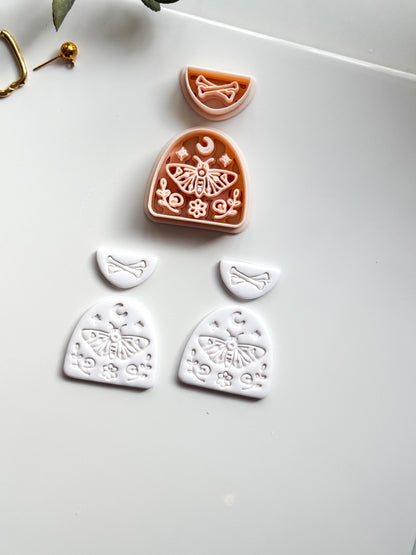 Lunar Moth Skull Cutter: Celestial Moth Dangle for Polymer Clay