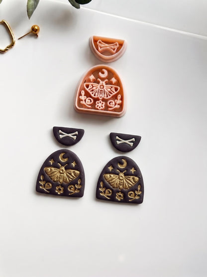 Lunar Moth Skull Cutter: Celestial Moth Dangle for Polymer Clay