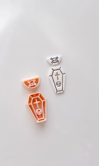 Coffin Charm Cutter: Cross Accent Casket Shape for Polymer Clay