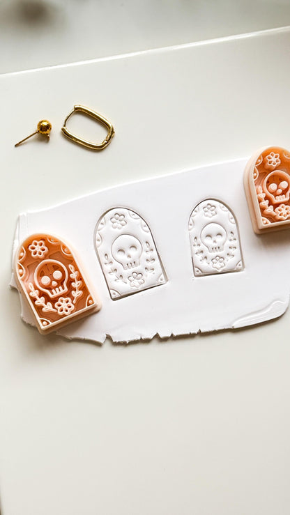 Skull Bloom Arch Cutter: Floral Sugar Skull Dangle for Polymer Clay